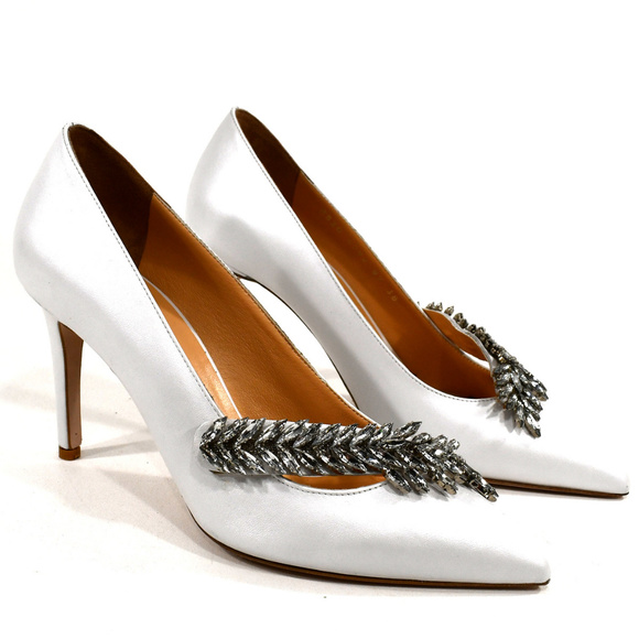 ALESSANDRO DI MARIA WHITE LEATHER PAMPS - Picture 2 of 8